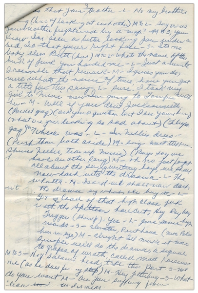 Fantastic Three Stooges Comedy Routine Handwritten by Moe Howard -- Document Runs Five Pages, Circa Mid-1950s With Shemp as Third Stooge